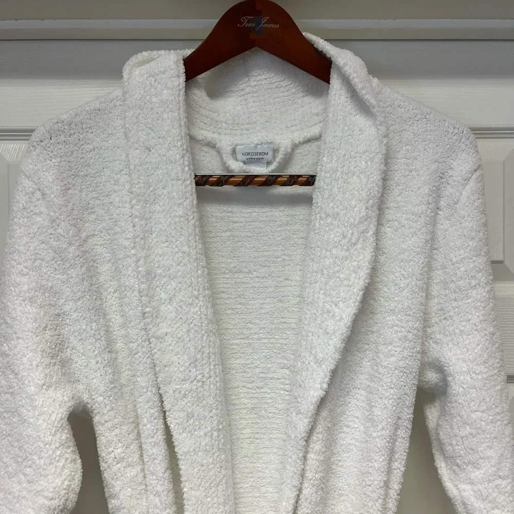 Nordstrom White Soft Cozy Belted Robe sz S EUC
